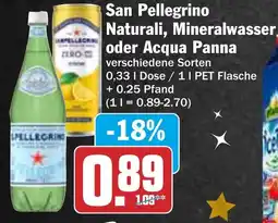 HIT San Pellegrino Naturali, Mineralwasser, oder Acqua Panna Angebot