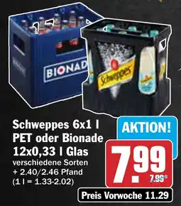 HIT Schweppes Schweppes PET oder Bionade Angebot