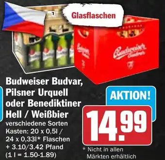 HIT Budweiser Budvar, Pilsner Urquell oder Benediktiner Hell/Weißbier Angebot