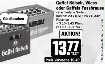 HIT Gaffel Kölsch, Wiess oder Gaffels Fassbrause Angebot
