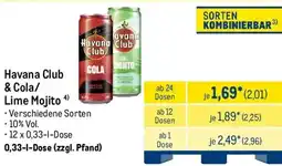 METRO Havana Club & Cola/ Lime Mojito Angebot