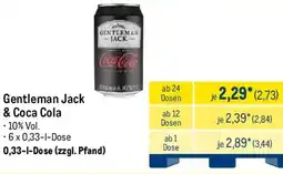 METRO Gentleman Jack & Coca Cola Angebot