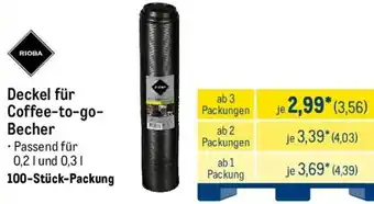 METRO RIOBA Deckel für Coffee-to-go Becher Angebot