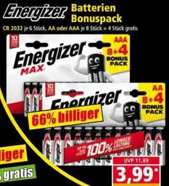 Norma Energizer Batterien Bonuspack Angebot