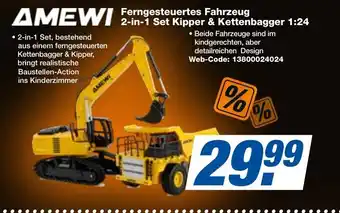 expert Techno Land AMEWI Ferngesteuertes Fahrzeug 2-in-1 Set Kipper & Kettenbagger 1:24 Angebot