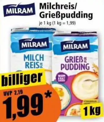 Norma MILRAM Milchreis/ Grießpudding Angebot