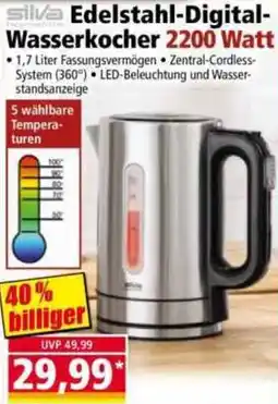 Norma Silva Edelstahl-Digital Wasserkocher 2200 Watt Angebot