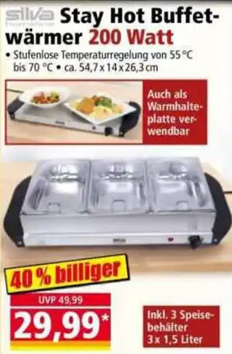 Norma Silva Stay Hot Buffetwärmer 200 Watt Angebot