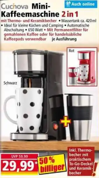 Norma Cucinova Mini Kaffeemaschine 2 in 1 Angebot