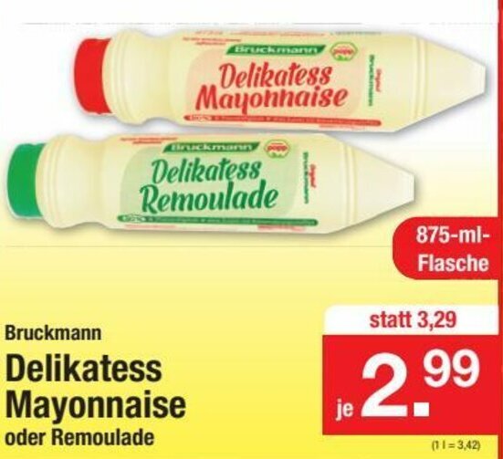 Bruckmann Delikatess Mayonnaise oder Remoulade 875ml Angebot bei Zimmermann