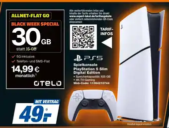 expert Techno Land Spielkonsole PlayStation 5 Slim Digital Edition + ALLNET-FLAT GO Angebot