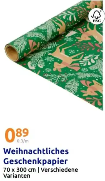 Action Weihnachtliches Geschenkpapier Angebot