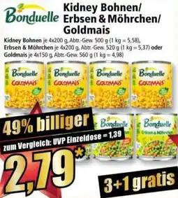 Norma Bonduelle Kidney Bohnen/ Erbsen & Möhrchen/ Goldmais Angebot