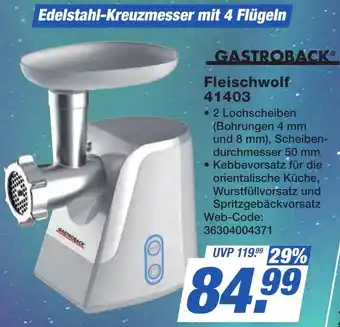 K+B Expert GASTROBACK Fleischwolf 41403 Angebot