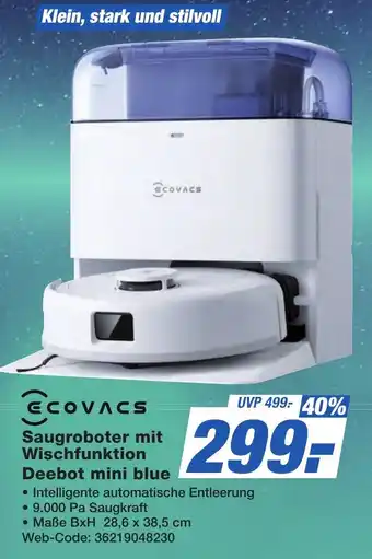 K+B Expert Ecovacs Saugroboter mit Wischfunktion Deebot mini blue Angebot