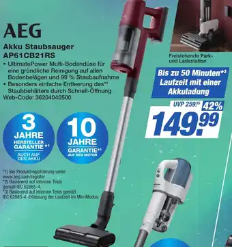 K+B Expert AEG Akku Staubsauger AP61CB21RS Angebot