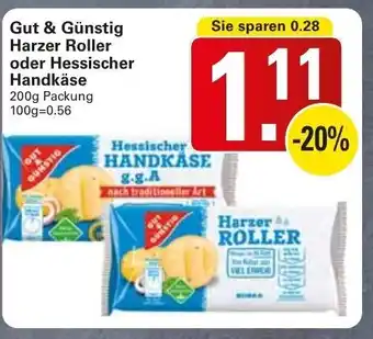WEZ Gut & Günstig Harzer Roller oder Hessischer Handkäse 200g Angebot