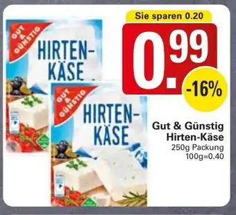 WEZ Gut & Günstig Hirten Käse 250g Angebot