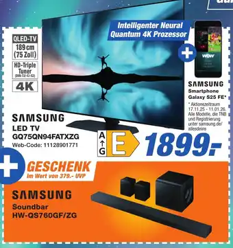 K+B Expert SAMSUNG LED TV GQ75QN94FATXZG Angebot