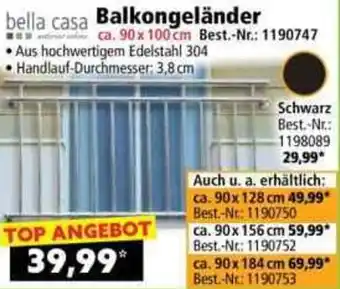 Norma bella casa Balkongeländer Angebot