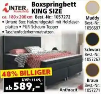 Norma INTER handels Boxspringbett KING SIZE Angebot