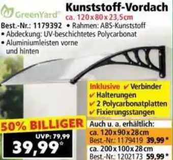 Norma GreenYard Kunststoff-Vordach Angebot