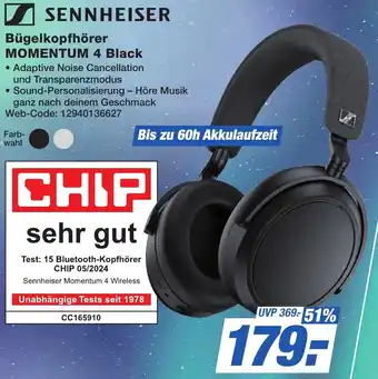 K+B Expert SENNHEISER Bügelkopfhörer MOMENTUM 4 Black Angebot