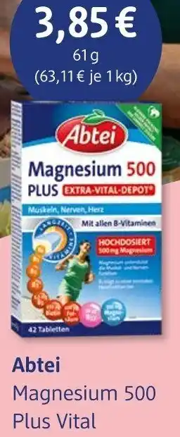dm drogerie Abtei Magnesium 500 Plus Vital Angebot