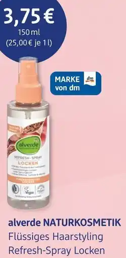 dm drogerie alverde NATURKOSMETIK Flüssiges Haarstyling Refresh-Spray Locken Angebot