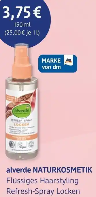 dm drogerie alverde NATURKOSMETIK Flüssiges Haarstyling Refresh-Spray Locken Angebot