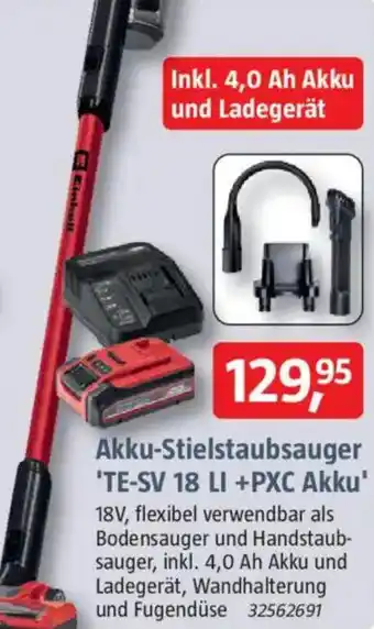 Bauhaus Akku-Stielstaubsauger 'TE-SV 18 LI +PXC Akku' Angebot