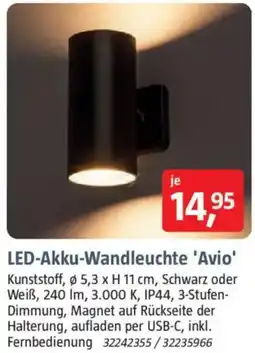 Bauhaus LED-Akku-Wandleuchte 'Avio' Angebot