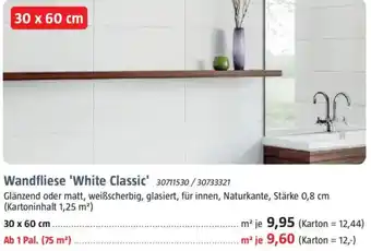 Bauhaus Wandfliese 'White Classic' Angebot