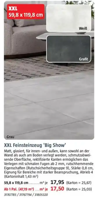 Bauhaus XXL Feinsteinzeug 'Big Show' Angebot