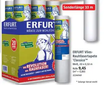 Bauhaus ERFURT Vlies- Rauhfasertapete 'Classico' Angebot