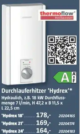 Bauhaus thermoflow Durchlauferhitzer 'Hydrex' 18' Angebot