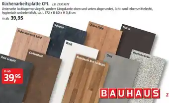 Bauhaus Küchenarbeitsplatte CPL Angebot