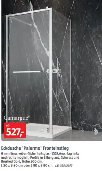 Bauhaus Camargue Eckdusche 'Palermo' Fronteinstieg Angebot