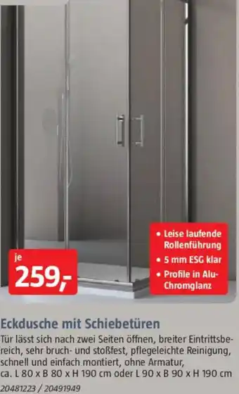 Bauhaus CORNICHE Eckdusche mit Schiebetüren Angebot