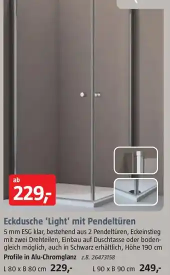Bauhaus CORNICHE Eckdusche 'Light' mit Pendeltüren Angebot