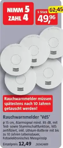 Bauhaus Rauchwarnmelder 'VdS' 5 Stuck Angebot