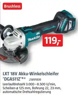 Bauhaus Makita LXT 18V Akku-Winkelschleifer 'DGA511Z' Angebot