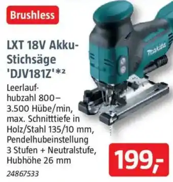 Bauhaus Makita LXT 18V Akku- Stichsäge 'DJV181Z' Angebot