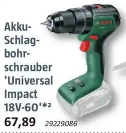 Bauhaus BOSCH Akku- Schlag- bohr- schrauber 'Universal Impact 18V-60' Angebot