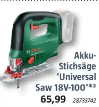 Bauhaus BOSCH Akku- Stichsäge 'Universal Saw 18V-100' Angebot