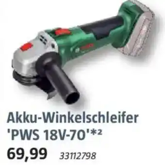 Bauhaus BOSCH Akku-Winkelschleifer ''PWS 18V-70'' Angebot
