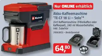 Bauhaus Einhell Akku-Kaffeemaschine 'TE-CF 18 Li - Solo' Angebot