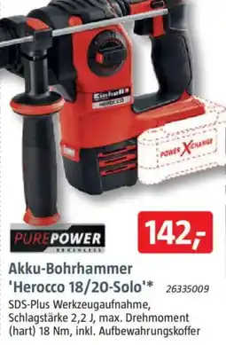 Bauhaus PUREPOWER Akku-Bohrhammer 'Herocco 18/20-Solo' Angebot