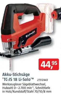 Bauhaus Einhell Akku-Stichsäge 'TC-JS 18 Li-Solo Angebot
