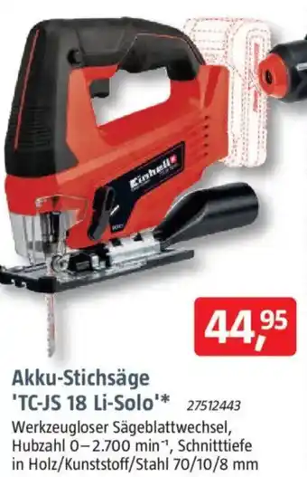 Bauhaus Einhell Akku-Stichsäge 'TC-JS 18 Li-Solo Angebot
